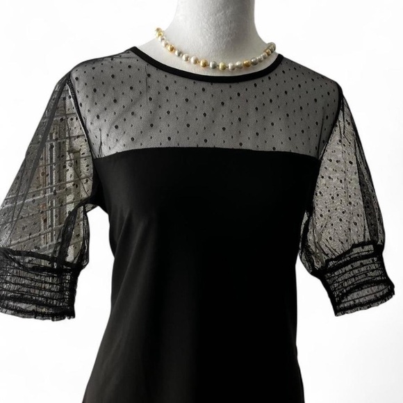 Anne Klein Tops - Anne Klein Black Blouse with Sheer Sleeves. Elevated look very versatile.
